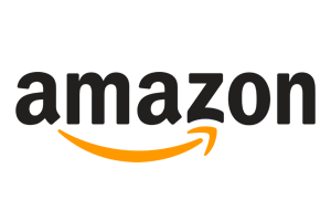 The logo features the word "Amazon" in black with an orange arrow underneath.