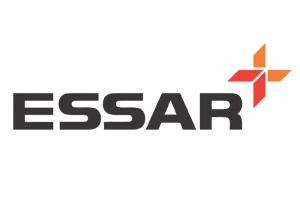 The logo features the word "ESSAR" in bold black letters with a red and orange geometric design.
