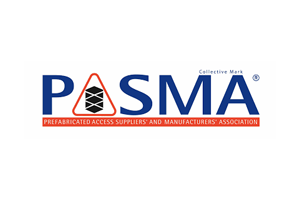 PASMA logo with a red triangle and black tower inside the letter "A".