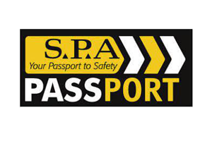 Black and yellow SPA Passport logo with arrows and the text "Your Passport to Safety.