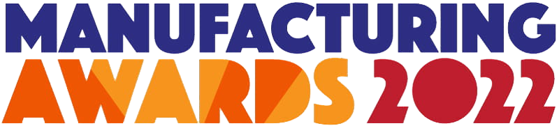 Text logo for "Manufacturing Awards 2022" in bold uppercase letters. "Manufacturing" is in blue, "Awards" is in orange, and "2022" is in red, against a light background.