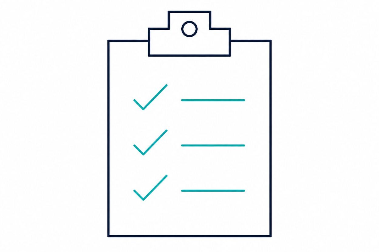Checklist illustration representing the six questions to ask any totem sign supplier